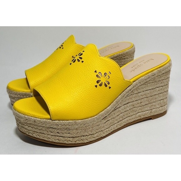 kate spade new york Shoes - Kate Spade Women's Wedge Size 7 Mule Sandal Yellow Tenley Leather Espadrille
